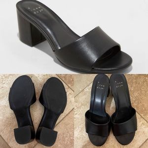 A New Day Black Jana Block Heeled Sandal Slides